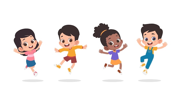 Gruppo di bambini felici che saltano