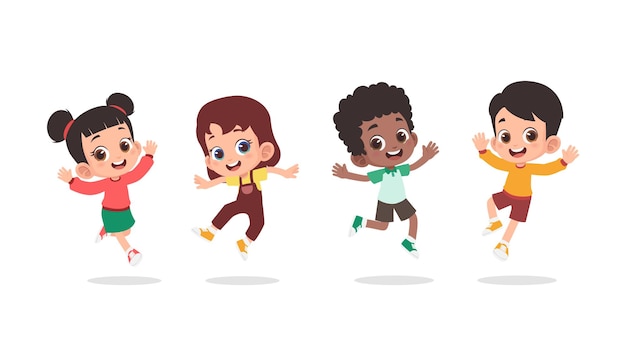 Gruppo di bambini felici che saltano