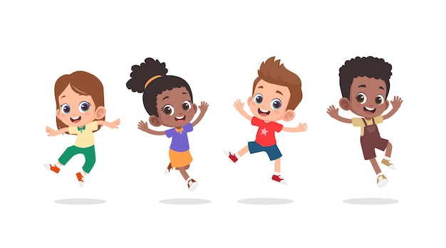 Gruppo di bambini felici che saltano