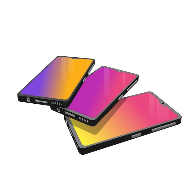 Gruppo di cellulari. Smartphone in posizione diversa