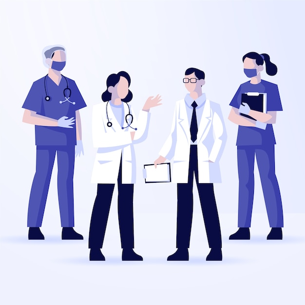 Gruppo di diversi medici illustrati