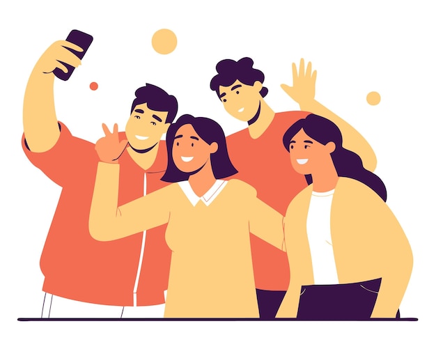 Gruppo di giovani che posano per un'illustrazione fotografica