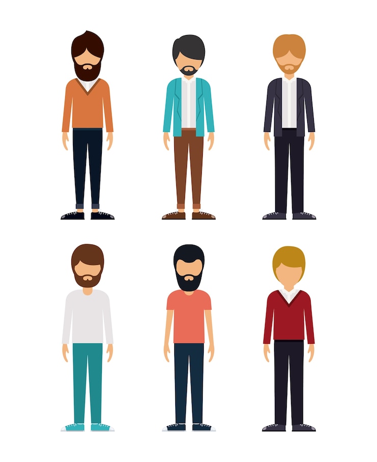 Vettore gruppo di giovani uomini di design