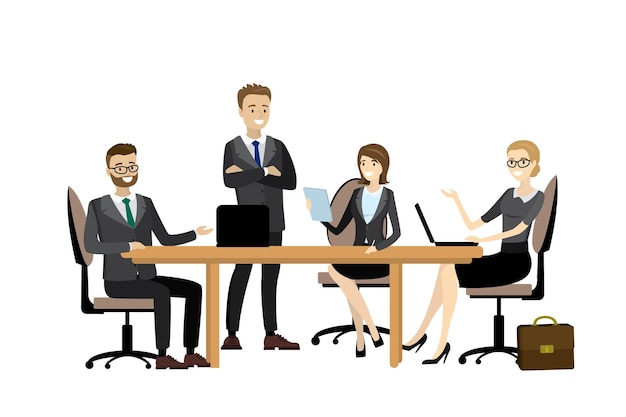 Gruppo di lavoratori, uomini d'affari e donne d'affari, isolati su bianco business team di brainstorming