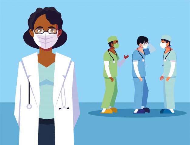 Gruppo di medici, personale e equipe medica
