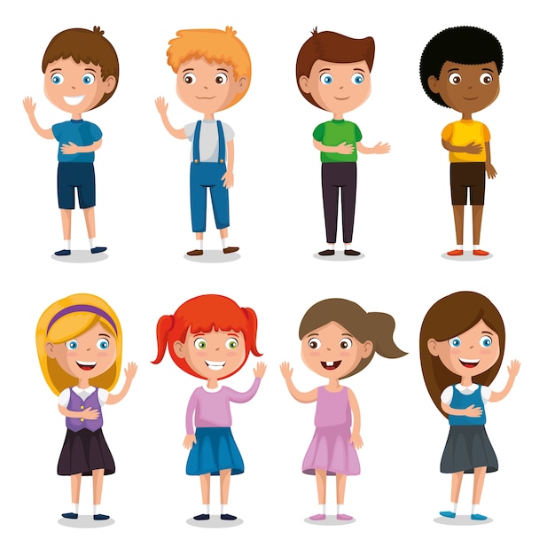 gruppo di personaggi bambini felici