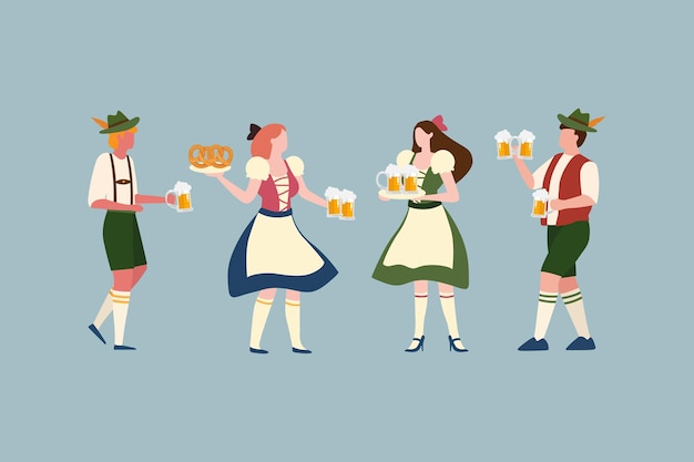 Gruppo di persone che bevono birra celebrazione della festa dell'Oktoberfest