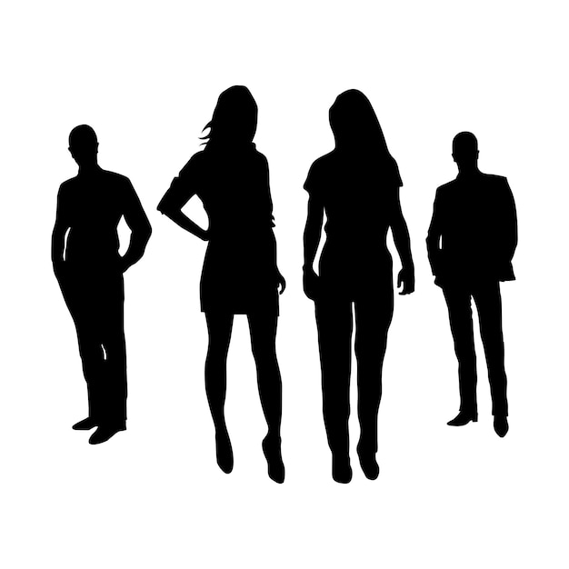 Gruppo di persone ufficiali silhouette o vettore