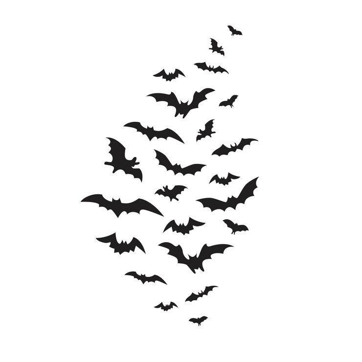 Vettore gruppo di pipistrelli volanti isolato su sfondo bianco