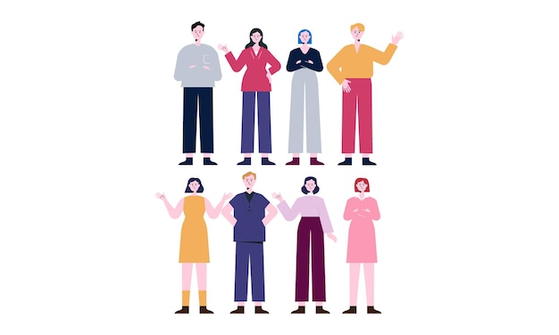 Gruppo di uomini d'affari Uomo d'affari Donna d'affari su Set Design piatto illustrazione
