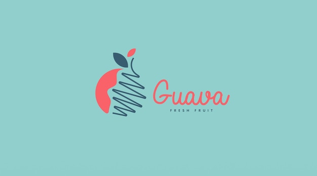 Guaiava Logo Design Concept Vector. Modello di progettazione del logo di frutta fresca Guaiava per le aziende nel commercio di frutta e nel negozio di bevande alla frutta