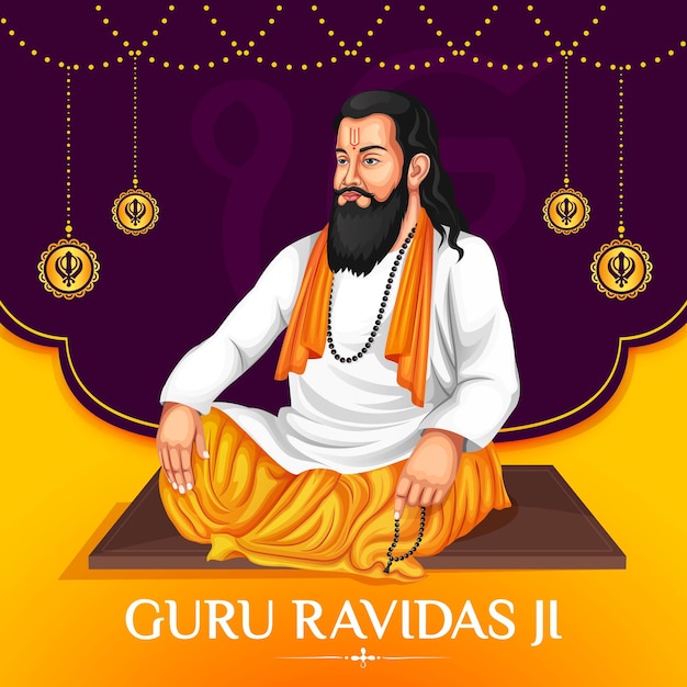 Guru Ravidas Jayanti modello di progettazione di poster famoso poeta indiano santo e filosofo