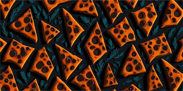 Gustose creazioni Colorful Vector Pizza Pattern in Seamless Design