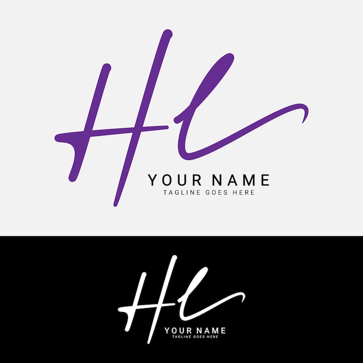 Vettore h l hl logo con le lettere iniziali alfabeto hl logo a mano con la firma