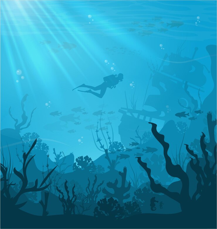 Vettore habitat marini sott'acqua specie incredibili