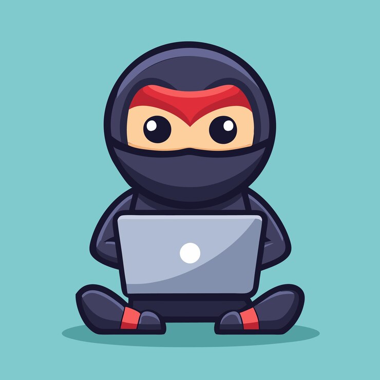 Vettore hacker che gestisce un portatile cartoon icon illustration technology icon concept isolato flat cartoon