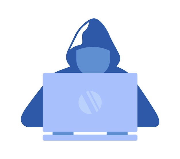 Hacker con l'icona del computer portatile Illustrazione vettoriale