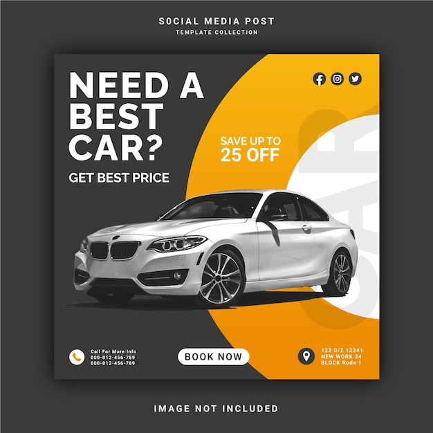 Hai bisogno di un modello di post sui social media per banner Instagram per auto migliore