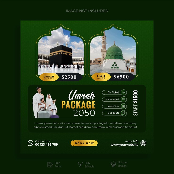 Hajj e umrah viaggiano post sui social media di lusso