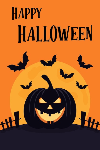 Halloween pipistrelli luna spaventosa zucca felice Halloween
