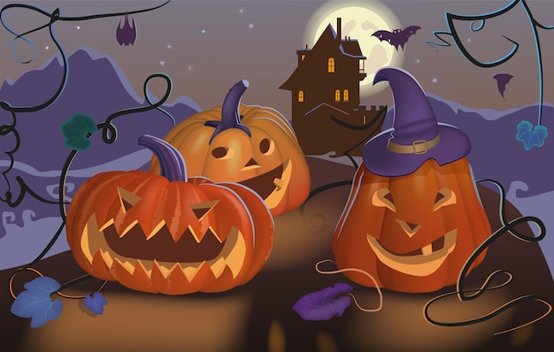 Halloween, Pumpkin Jack, buon giorno di Tutti i Santi. Vettore