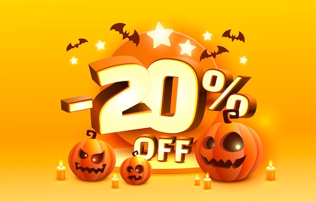 Halloween speciale 20 off vendita banner promozione volantino marketing etichetta vettore