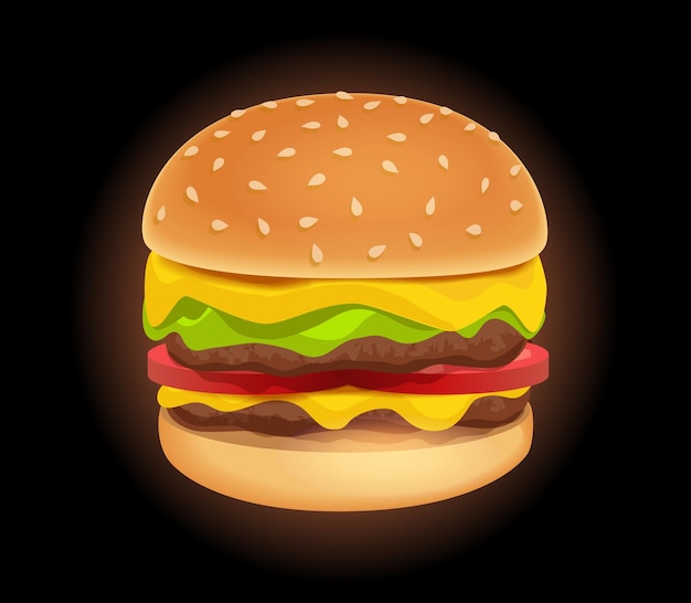 Hamburger colorato su nero