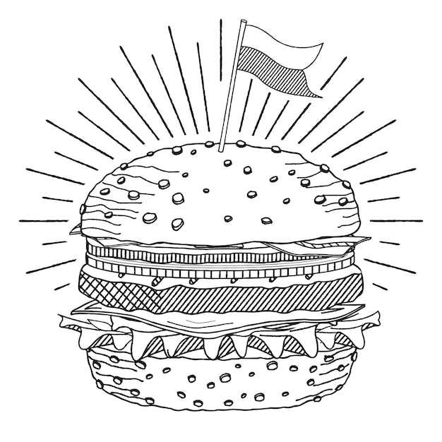 Hamburger con un'illustrazione del profilo della bandiera