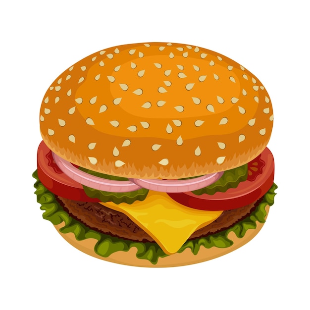 hamburger hamburger cibo cheeseburger manzo pane carne panino pasto pranzo delizioso gustoso vettore