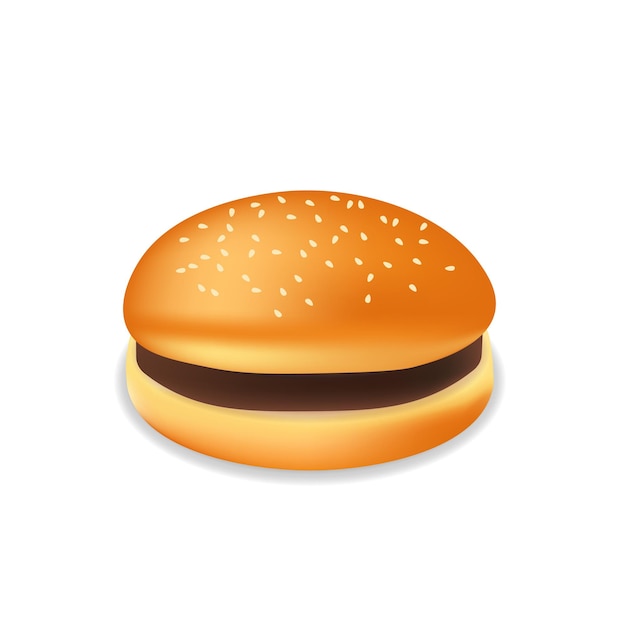Hamburger o panino realistico con carne Pasto fast food Illustrazione del pasto fast food