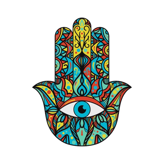 Hamsa Fatima Mano Tradizione Amuleto Simbolo Colorato