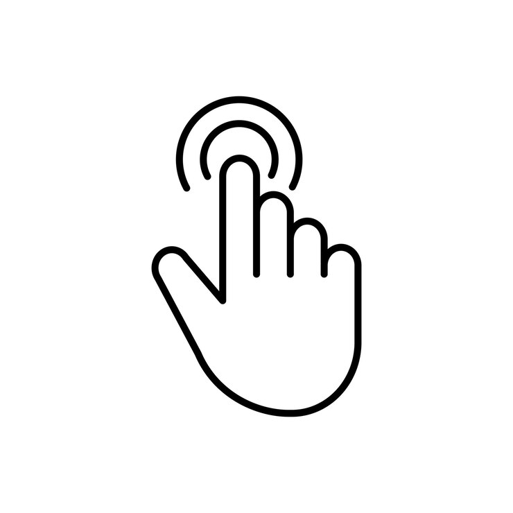 Vettore hand click icon design vector outline style (stile di contorno vettoriale)