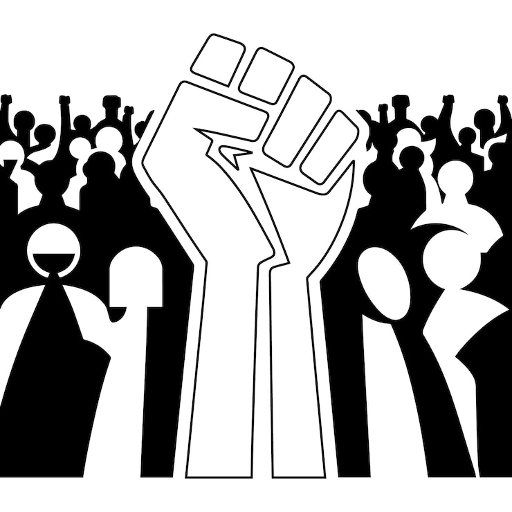 Vettore hand vector design di protesta potente simbolo di resistenza e solidarietà