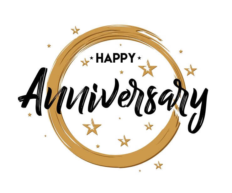 Vettore happy anniversary - disegnato a mano lettering per saluto, carta di invito. celebrare