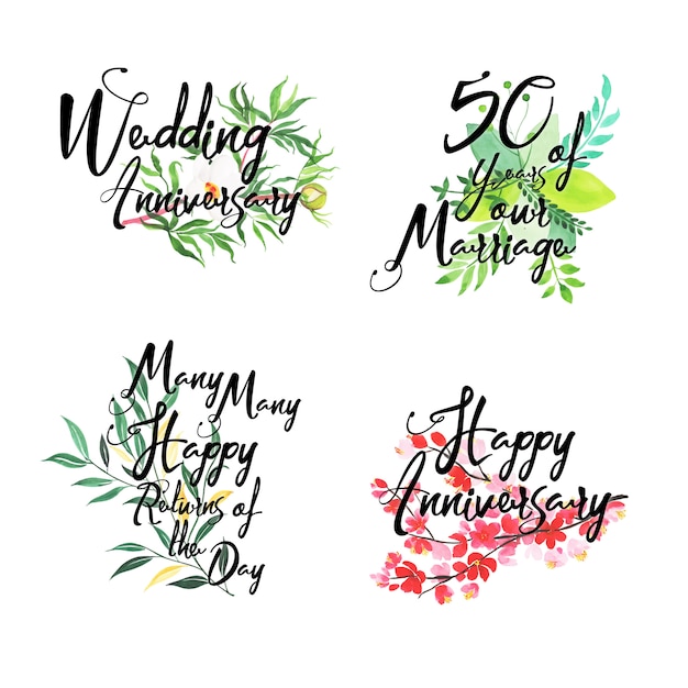 Happy Anniversary Floral Logo Collection