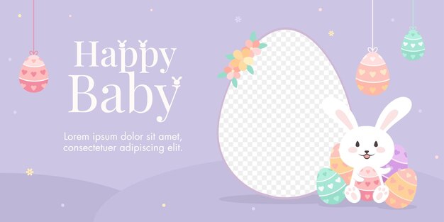 Happy baby born saluto banner copertina Foto cornice uovo con coniglio e uova decorazione appesa