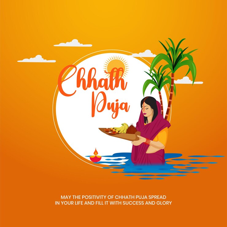 Vettore happy chhath puja vector design vacanza astratto sfondo per il festival del sole dell'india