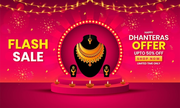 Happy Dhanteras Shopping day più grande vendita su oro Happy Diwali Indina festival delle luci