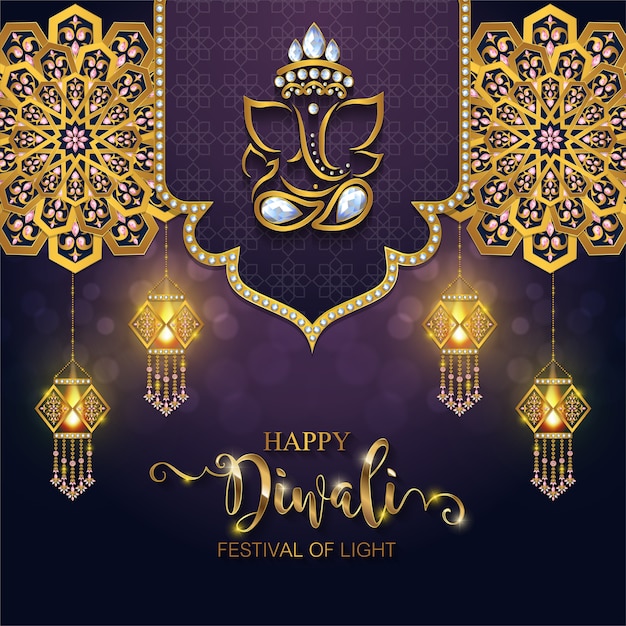 Happy Diwali festival card.