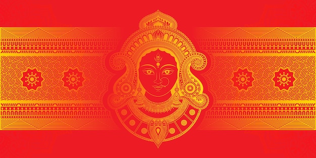 Happy Durga Puja Festival Background Design Template (Template di progettazione dello sfondo)