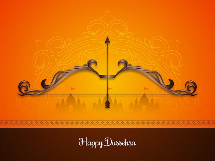 Vettore happy dussehra sfondo della festa indiana