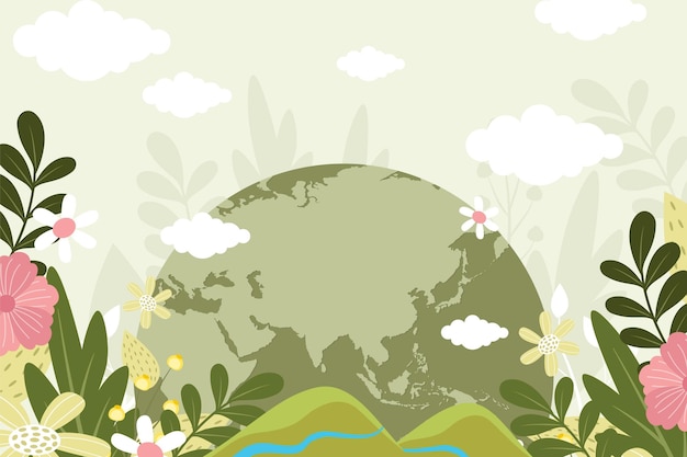 Happy Earth Day poster o banner Illustrazione vettoriale e scritte