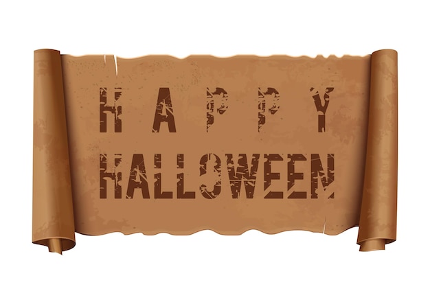 Happy Halloween - iscrizione su una vecchia pergamena. Illustrazione vettoriale