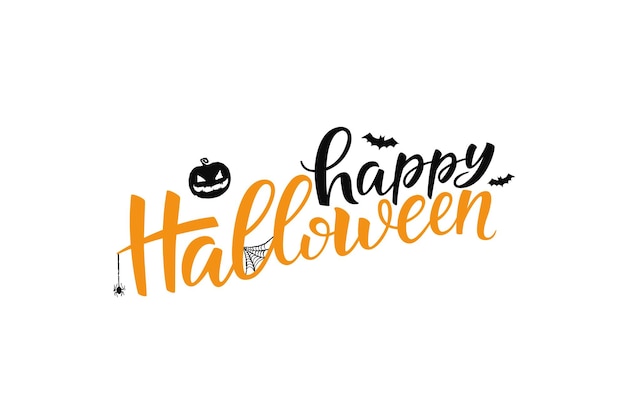 Happy Halloween lettering calligrafia pennello vettoriale. Tipografia scritta a mano di Halloween.