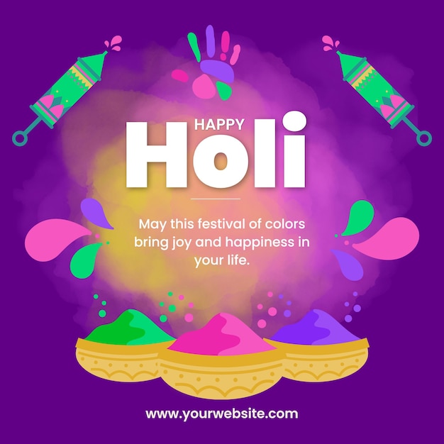 Happy Holi Festival social media post design