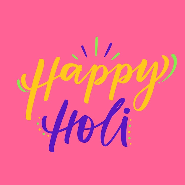 Happy holi mano moderna Callipgrahy in vettore