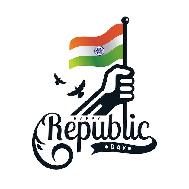 Happy Indian Republic day lettering logo design