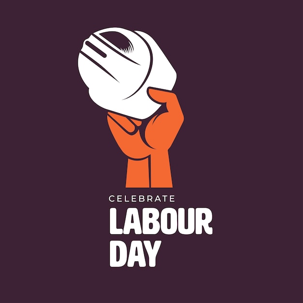 Happy Labor Day Vector Background Design Template La mano che tiene un casco Illustrazione