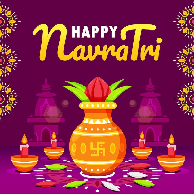 Happy Navratri pentola con cocco