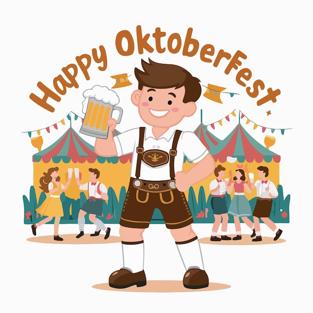 Happy Oktoberfest è un progetto di illustrazione vettoriale del festival